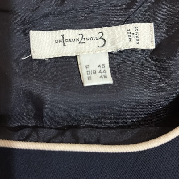 Un Deux Trois dress size L. French 45. US size 12? Navy blue. Classic - Picture 3 of 11